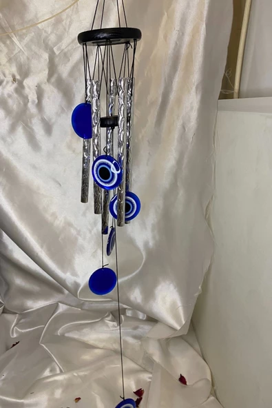 Deprem Zili Çanı Duvar Rüzgar Çanı Zili Feng Shui Ejderha Yılı Koruyucu 5 Borulu Çanlı Nazar Boncuğu Objeli
