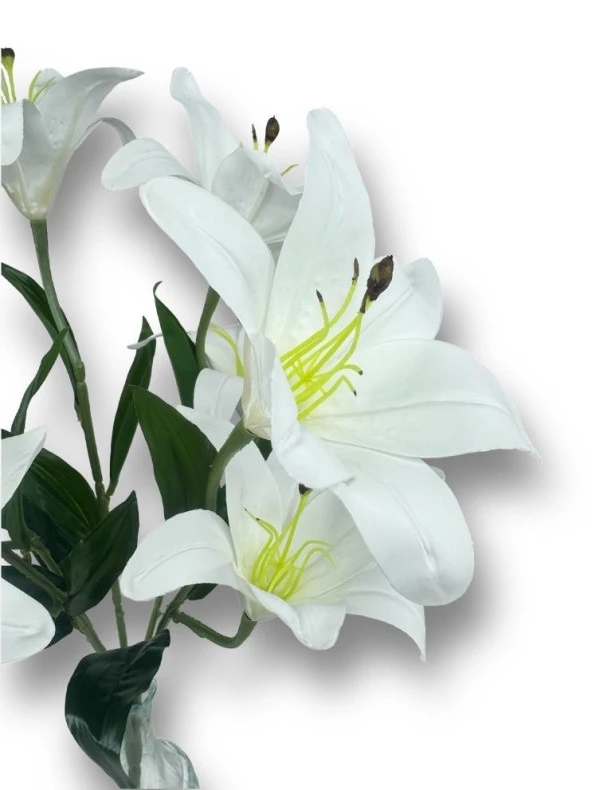 Nettenevime Yapay Çiçek Islak Lilyum Beyaz Renk 9 Çiçekli 55cm Gerçeksi Doku A Kalite - Resim 4
