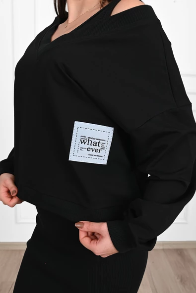 Kadın Askılı Sweatshirtli Elbise 3711-23 - 6