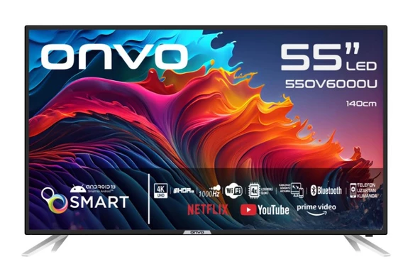 Onvo 55OV6000U 4K Ultra HD 55" 140 Ekran Uydu Alıcılı Android Smart LED TV