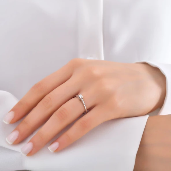 0,42Ct Pırlanta Tektaş Yüzük-14K - Resim 2