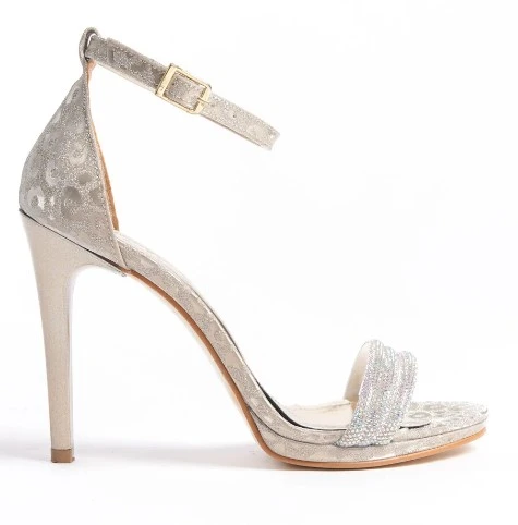 Feles Üç Şerit Taş Detaylı Tek Bant Platform 11 cm İnce Topuklu Kadın Ayakkabı - Resim 13