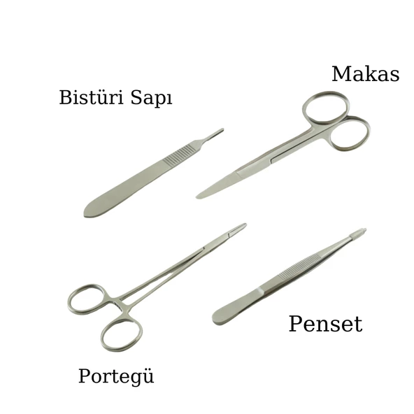 Tıp - Veteriner Hekimliği Çanta Tipi Dikiş, Ligatür, Anastomoz Eğitim Seti - Kişiye Özel - PraticMed - 4