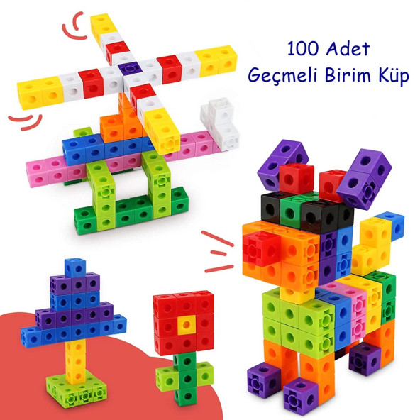 Numberblocks , Geçmeli Birim Küpler (2X2X2 CM) 100'lü