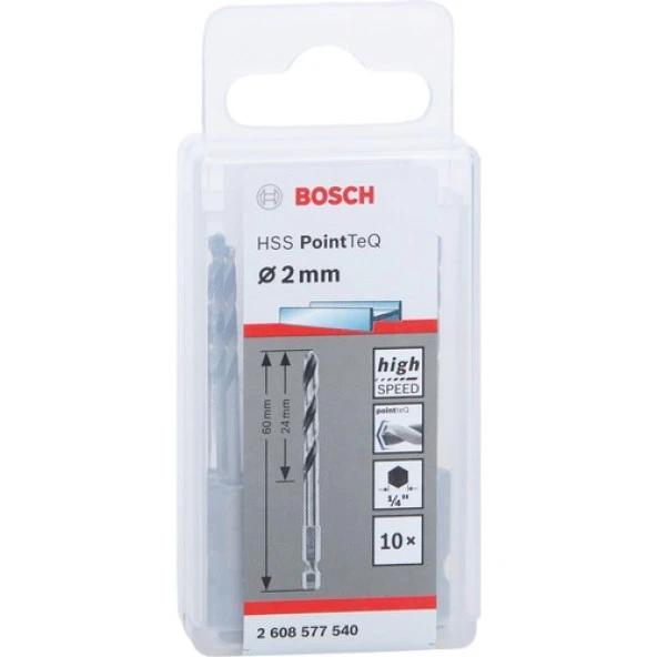 Bosch Pointeq  2mm 1/4 Adap. Metal Matkap Ucu 10'lu 2608577540 Bosch