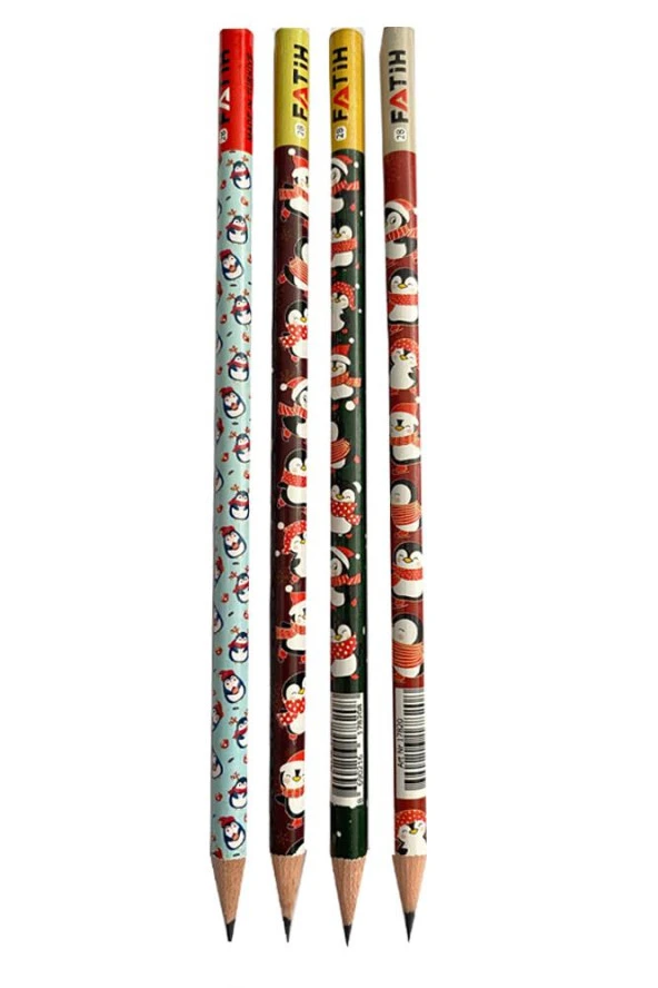 Penguen Yuvarlak Kurşun Kalem 4 Adet 1 Paket Fatih Kurşun Kalem 2B Siyah Kurşun Kalem Penguen Desenli 2 B Kalem - 3