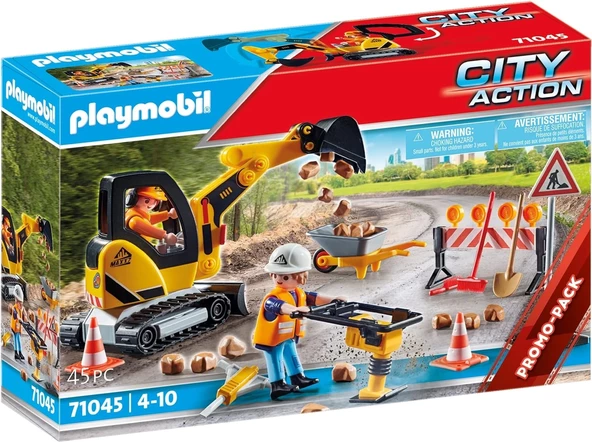 Playmobil 71045 Yol Çalışmaları İnşaat Alanı ,4 yaş ve üzeri için uygun oyun seti