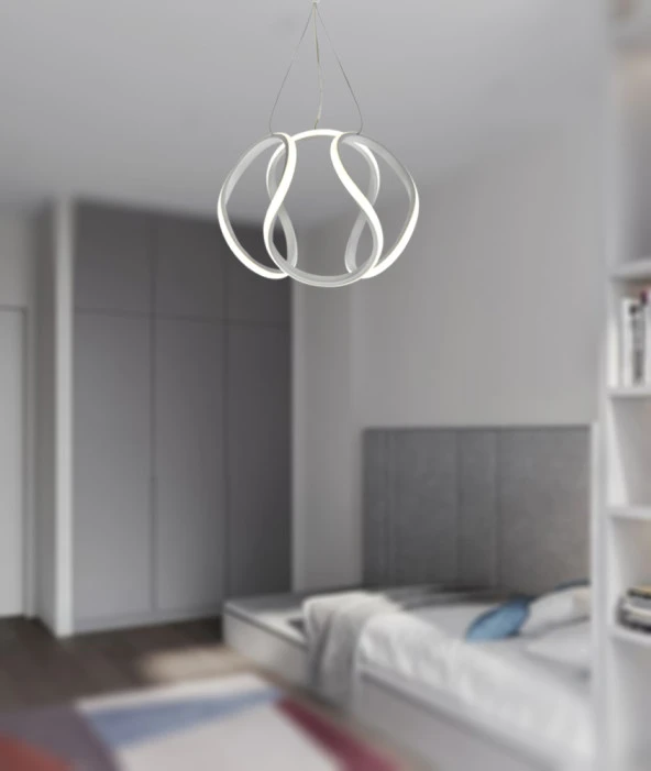 TT Aydınlatma TT306-25-BY  Orta Kavis Mat Beyaz Ledli Avize - Resim 2