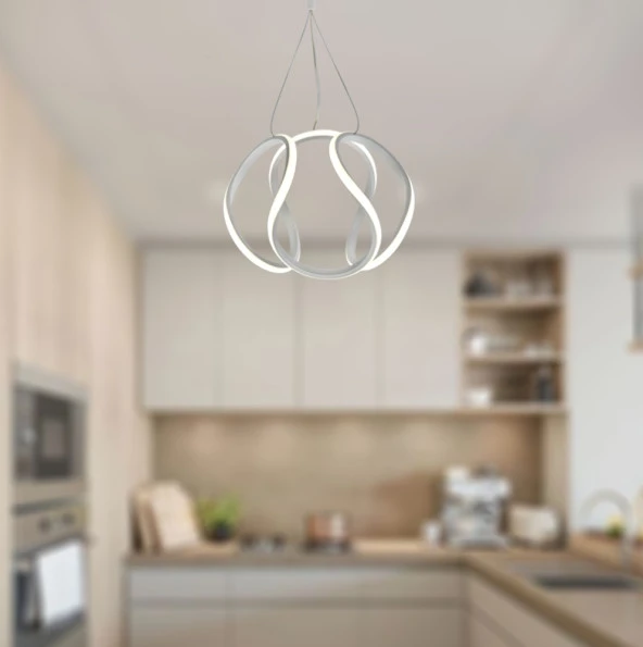 TT Aydınlatma TT306-25-BY  Orta Kavis Mat Beyaz Ledli Avize - Resim 3