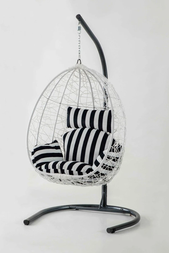 Eymense Deco Rattan Salıncak Beyaz Zebra Oturum