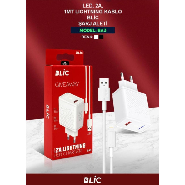 Blic 2A, LED Işıklı Şarj Başlık - 3