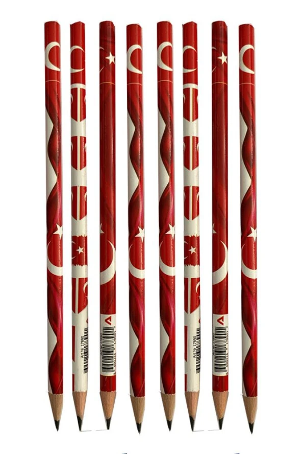 Türk Bayraklı Yuvarlak Kurşun Kalem 8 Adet 1 Paket Fatih Kurşun Kalem 2B Siyah Kurşun Kalem Penguen Desenli 2 B Kalem - 2