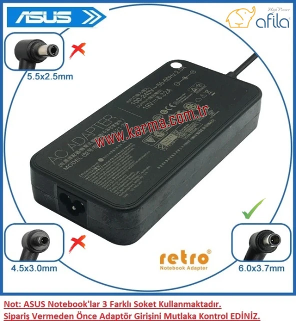 Asus G531GT-AL052 Notebook Adaptörü, Şarj Aleti Cihazı 150W (Orijinal Üretici)