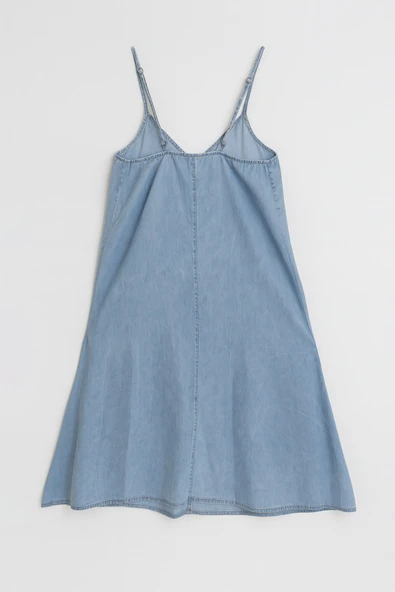 Kadın İnce Askılı Jean Elbise - 12