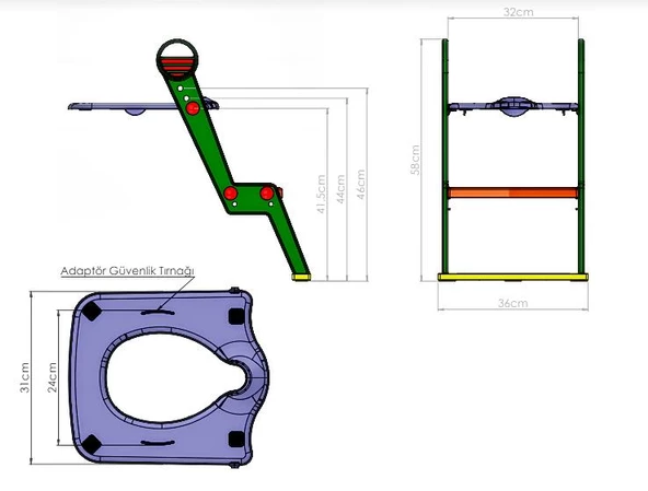 Moonstar Tuvalet Alıştırıcı Yükseltici Basamak Çocuk Tuvalet Eğitimi - 7