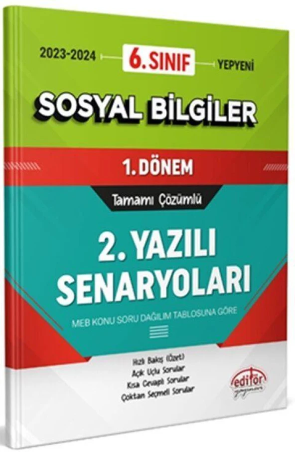 6. Sınıf Sosyal Bilgiler 1. Dönem Ortak Sınavı 2. Yazılı Senaryoları Tamamı Çözümlü Editör Yayınları