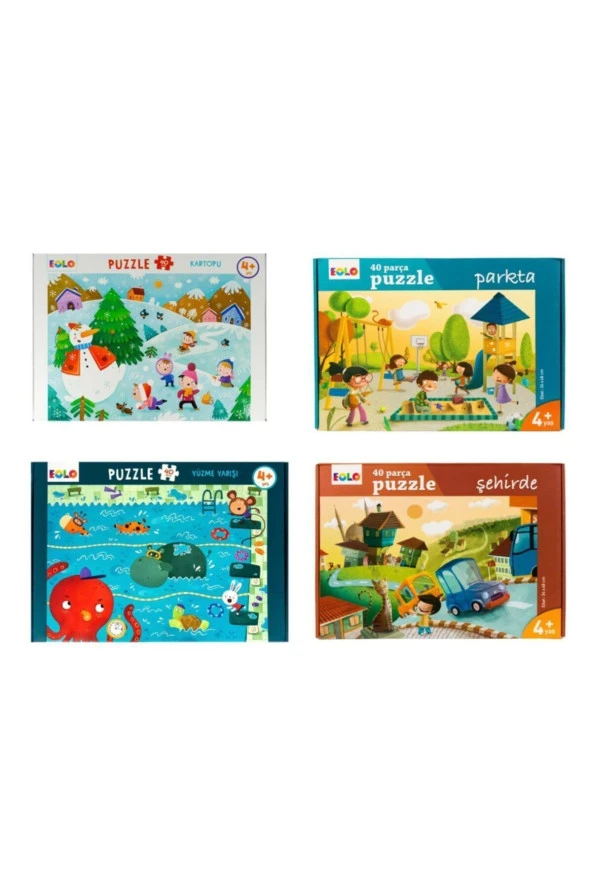 40 Parça Puzzle 4 Lü Set