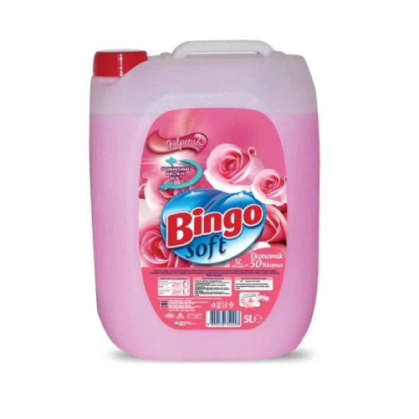 Bingo Soft Yumuşatıcı 5 Lt. Gülpembe (24'lü)