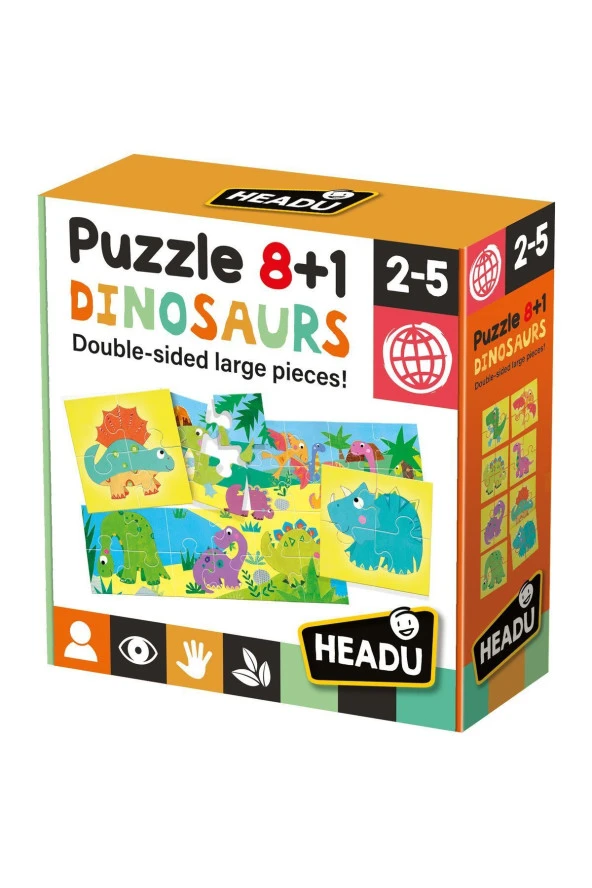 Headu 8 1 Çift Taraflı Dinazor Puzzle