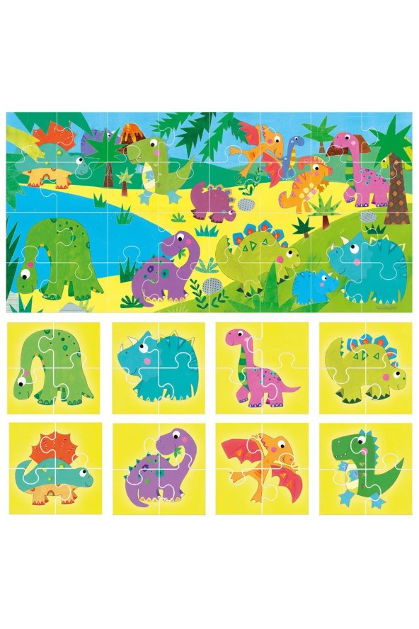 Headu 8 1 Çift Taraflı Dinazor Puzzle - 2