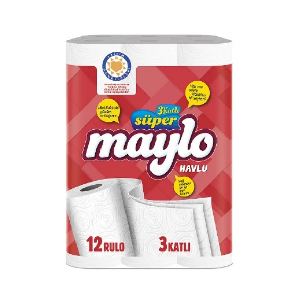 Maylo Kağıt Havlu 12'li 3 Katlı (24'lü)