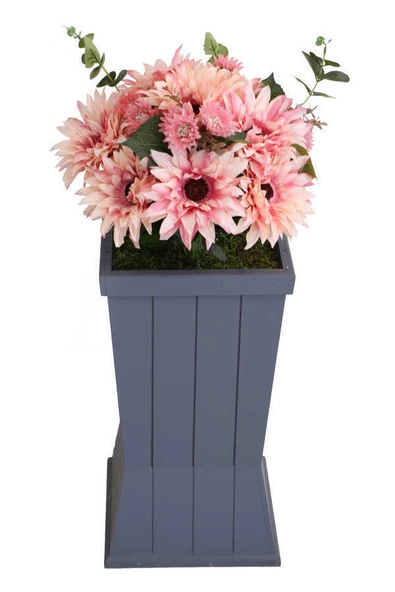 Ahşap Saksıda Lüx Gerbera Tanzimi 85 cm Pembe