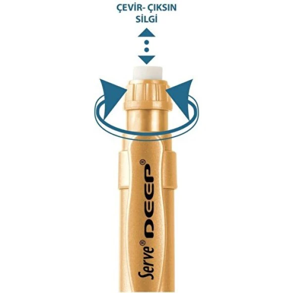 Serve Deep Mekanik Uçlu Kalem 0.7 mm Metalik Asil Altın - 2