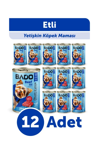 Bado Yetişkin Yaş Köpek Maması Etli 400Gr 12'li