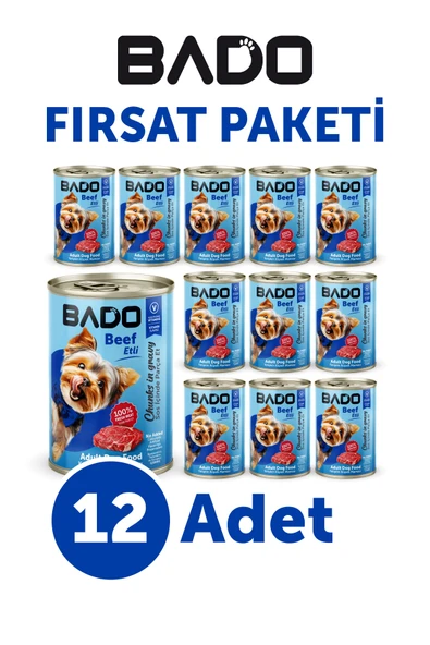 Bado Yetişkin Yaş Köpek Maması Etli 400Gr 12'li - 2