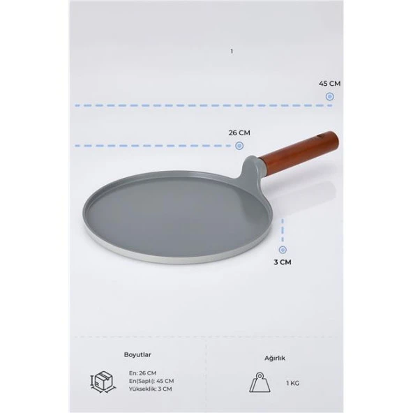 Neoflam Fika Alüminyum Döküm Krep Tava 26 Cm Gri - 2
