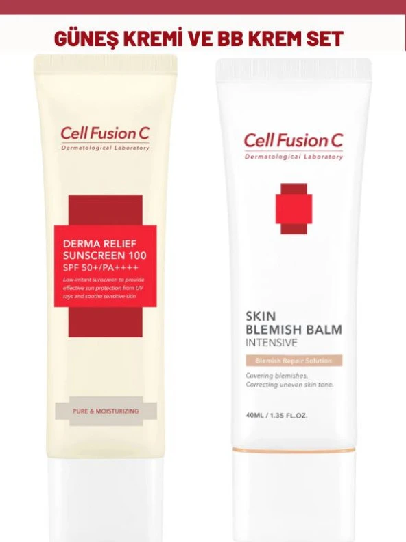 Cell Fusion C Derma Relief 00 Spf 50 /pa Çocuklar Ve Yetişkinler Için Güneş Kremi ve BB Krem Seti