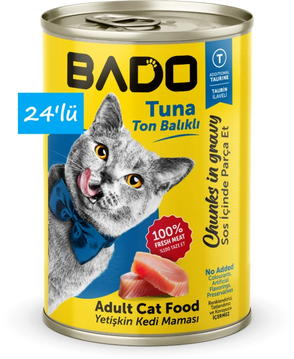 Bado Yetişkin Yaş Kedi Maması Ton Balıklı 400Gr 24'lü