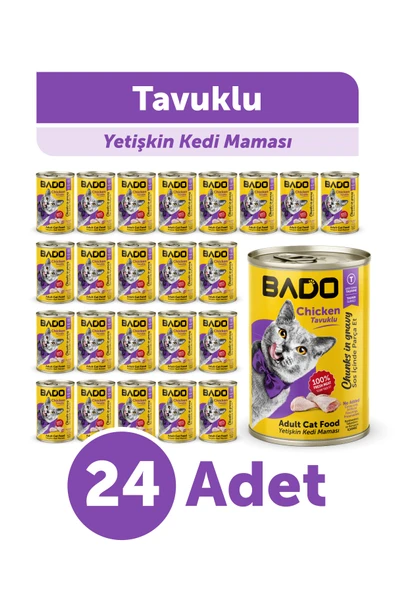 Bado Yetişkin Yaş Kedi Maması Tavuk Etli 400Gr 24'lü