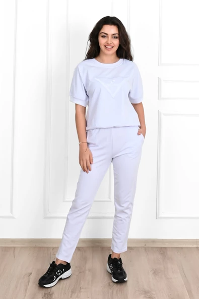 Kadın Kısa Kollu Yüksel Bel Eşofman Takımı 3716-23 - Resim 12