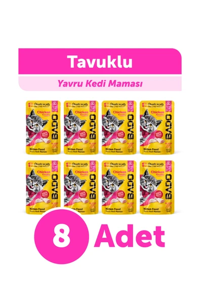 Bado Yavru Yaş Kedi Maması Tavuk Etli 85Gr 8'li
