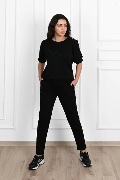 Kadın Kısa Kollu Yüksel Bel Eşofman Takımı 3716-23 - Resim 2