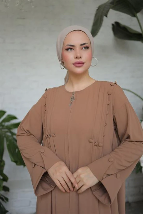 KAPLAMA DÜĞMELİ  NERVÜRLÜ  FERACE BEJ - 4