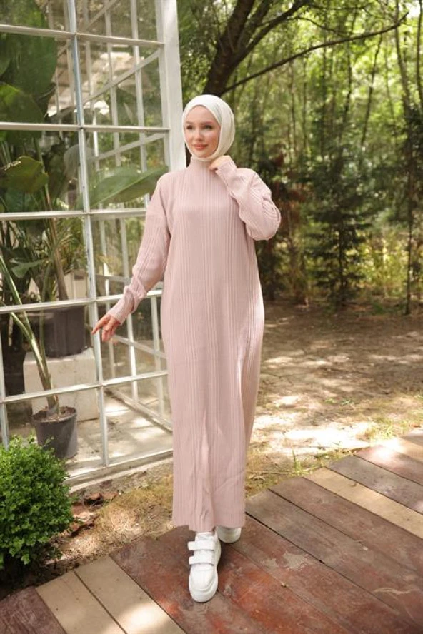 TESETTÜR Reglan kollu triko elbise LILA - 2
