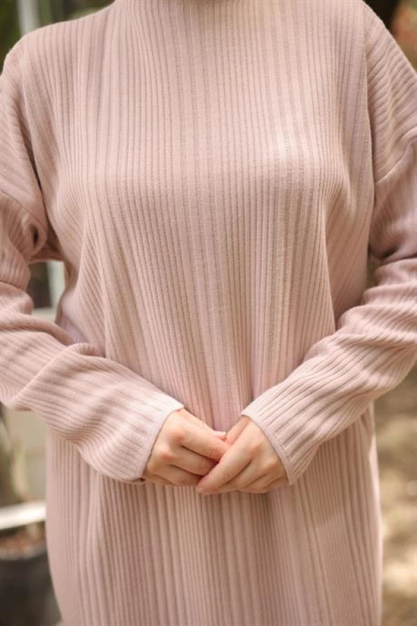TESETTÜR Reglan kollu triko elbise LILA - 3