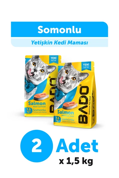 Bado Yetişkin Kedi Maması Somonlu 1,5 Kg 2'li