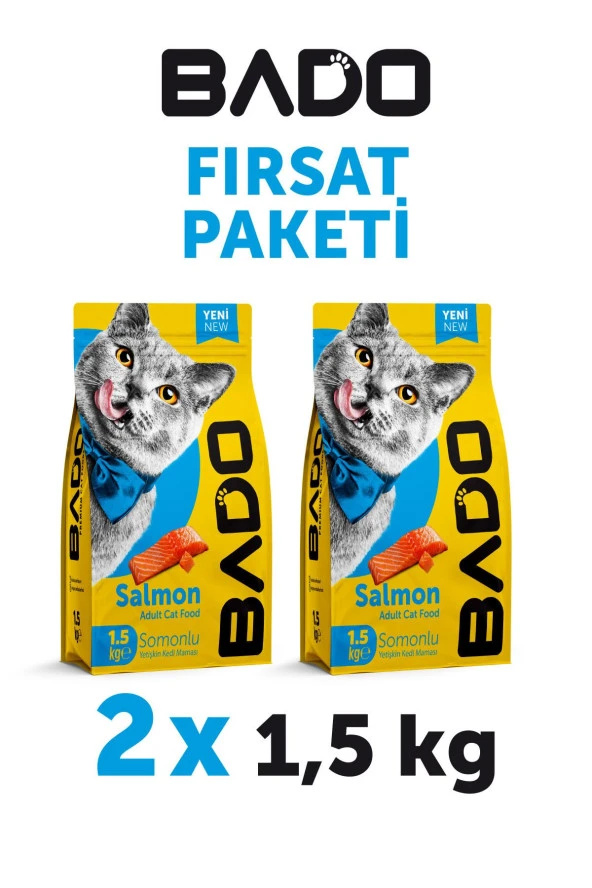 Bado Yetişkin Kedi Maması Somonlu 1,5 Kg 2'li - 2