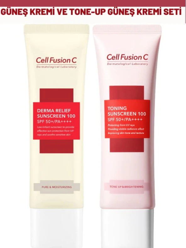 Cell Fusion C Derma Relief 100 Spf 50 /pa Çocuklar Ve Yetişkinler Için Güneş Kremi ve Toning Tone Up Güneş Kremi - 1