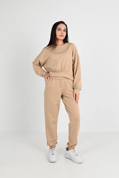 Kadın Ön Büzgü Crop Eşofman Takımı 3982-24 - 6