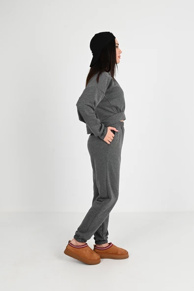 Kadın Ön Büzgü Crop Eşofman Takımı 3982-24 - 11