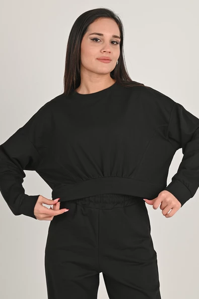 Kadın Ön Büzgü Crop Eşofman Takımı 3982-24 - 5