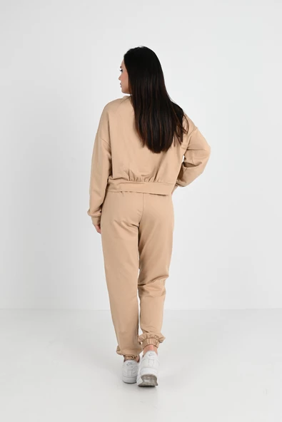 Kadın Ön Büzgü Crop Eşofman Takımı 3982-24 - 8