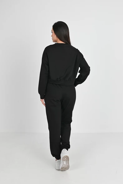 Kadın Ön Büzgü Crop Eşofman Takımı 3982-24 - 4