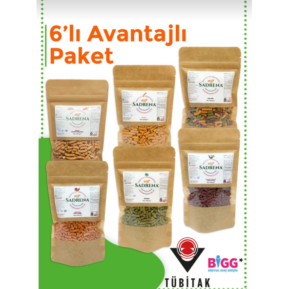 SADRENA Glutensiz & Vegan Yüksek Protein ve Lif İçeren Makarna 6'lı Avantaj Paket 6x200g.