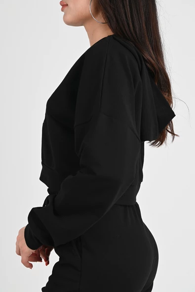 Kadın V Yaka Kapüşonlu Eşofman Takımı 3988-24 - Resim 7