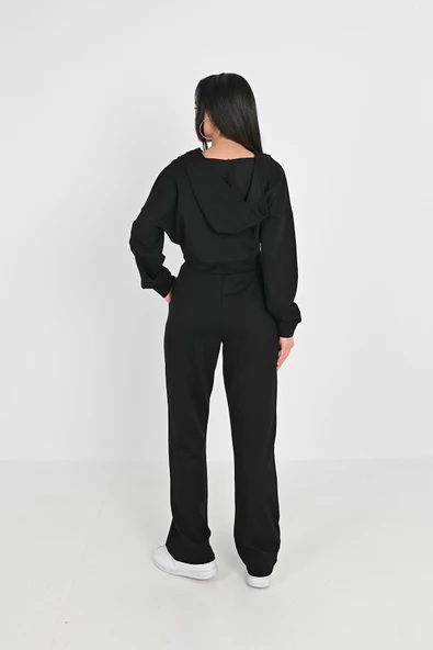 Kadın V Yaka Kapüşonlu Eşofman Takımı 3988-24 - Resim 4